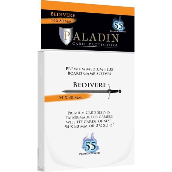 Paladin Sleeves - Bedivere - Premium Medium Plus - 54x80mm - Clear (Transparent) (55 Kortlommer)