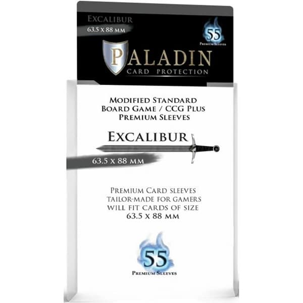Paladin Sleeves - Excalibur - Premium Standard - 63.5x88mm - Clear (Transparent) (55 Kortlommer)