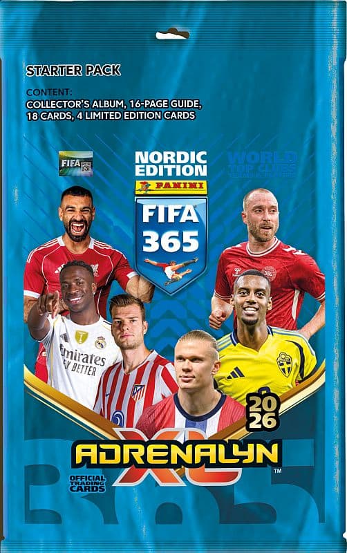 Panini Adrenalyn XL: FIFA 365 2026 Nordic Edition - Startersæt - Mappe, Guide, 3 Boosters & 4 Limited-kort