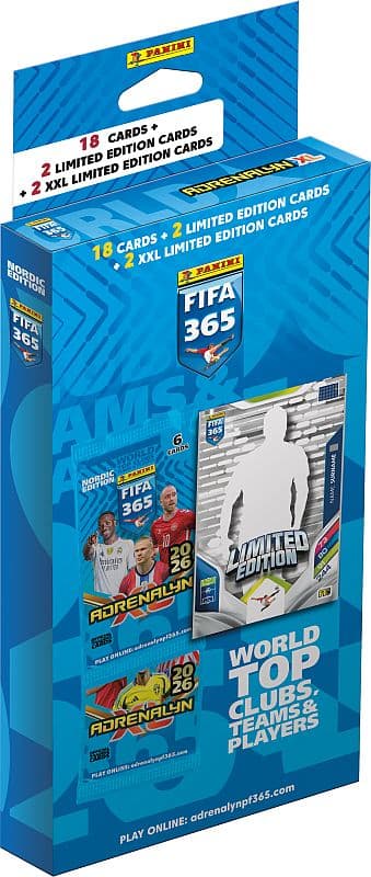 Panini Adrenalyn XL: FIFA 365 2026 Nordic Edition - XXL Maxi Blister - 3 Boosters, 2 Limited-Kort og 2 XXL Limited-Kort