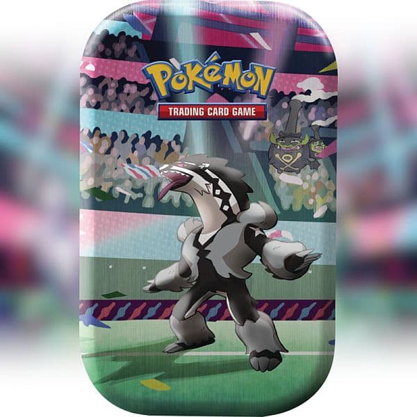Pokemon Tin Kasse - 2020 Fall Mini Tin: Galarian Obstagoon (2 Boosters, Billedkort & Mønt)