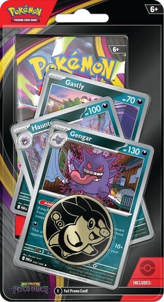 Pokemon Blister Pack - 1-Pack Premium Checklane Blister: 1 Mega Evolution: Pitch Black Booster Pakke + Gengar Line Promos & Mønt
