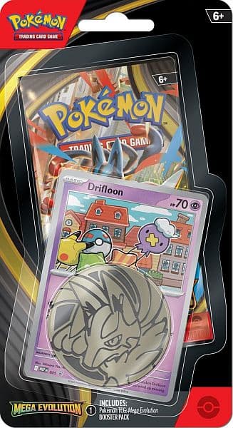 Pokemon Blister Pack - 1-Pack Checklane Blister: 1 Mega Evolution: Base Set Booster Pakke + Drifloon Black Star Promo & Pokemon Mønt
