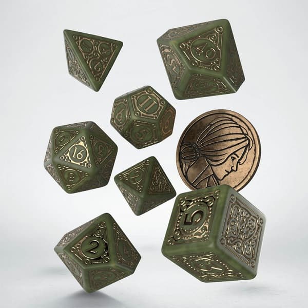 Dice - Terningesæt - 7 terninger & D2 Coin - The Witcher: Triss - The Fourteenth of the Hill