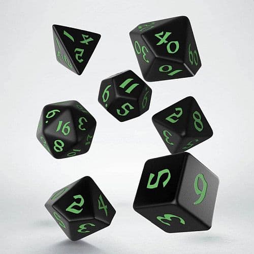 Dice - Terningesæt - 7 terninger - Classic RPG Runic Black With Green