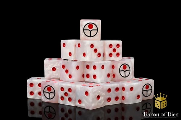 Dice - Terningesæt - 25 terninger - Baron of Dice: D6 (6-Sidet) - Universal Peace - White (Square Corners)
