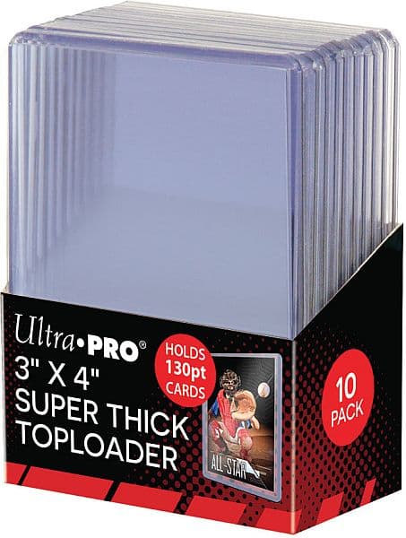 Ultra Pro Toploader: Super Thick (130PT) - Box (10 stk.) - Plastik Deck Protector til kort i lommer - Sleeves #82327