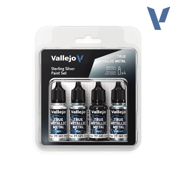 Vallejo Maling - True Metallic Metal: Paint Set - Sterling Silver (4 colors)