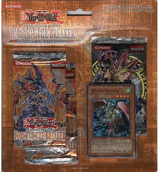 Yu-Gi-Oh! Blister Pack - 3-Pack: 2 Force of the Breaker & 1 Invasion of Chaos Booster Pakke + Winged Rhynos Promo Card