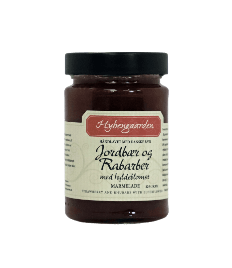 Jordbær/rabarbermarmelade med hyldeblomst
