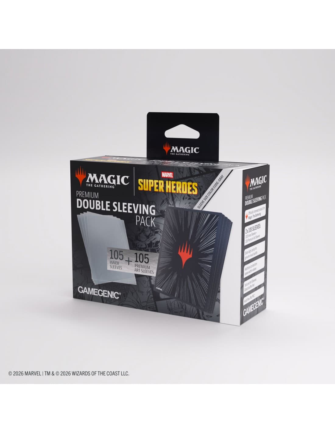 Comic Burst Black - Marvel Super Heroes - Double Sleeving Pack - 2x 105 stk - plastiklommer - Magic the Gathering - Gamegenic
